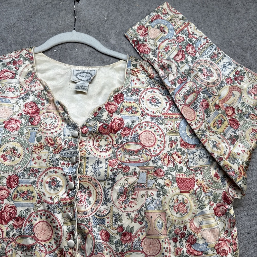 Vintage Sleep Club Floral Paisley Satin Nightgown Womens Medium Romantic Vintage